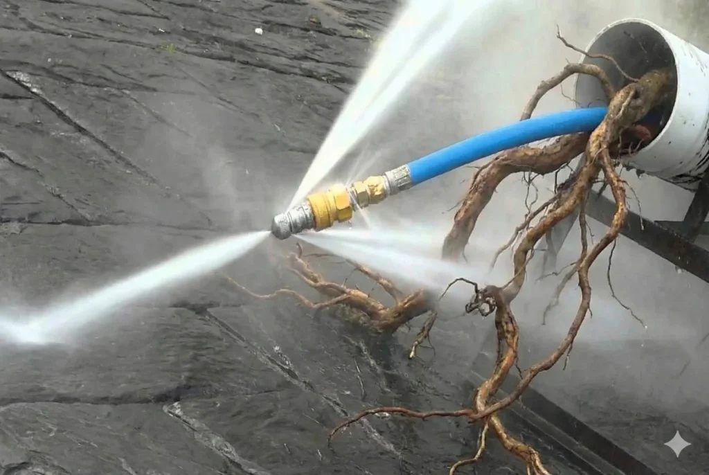 Hydro jetting service clearing root intrusion from a sewer line in Alabaster, AL