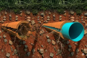 Sewer line repair and replacement after root damage in an Alabaster, AL home